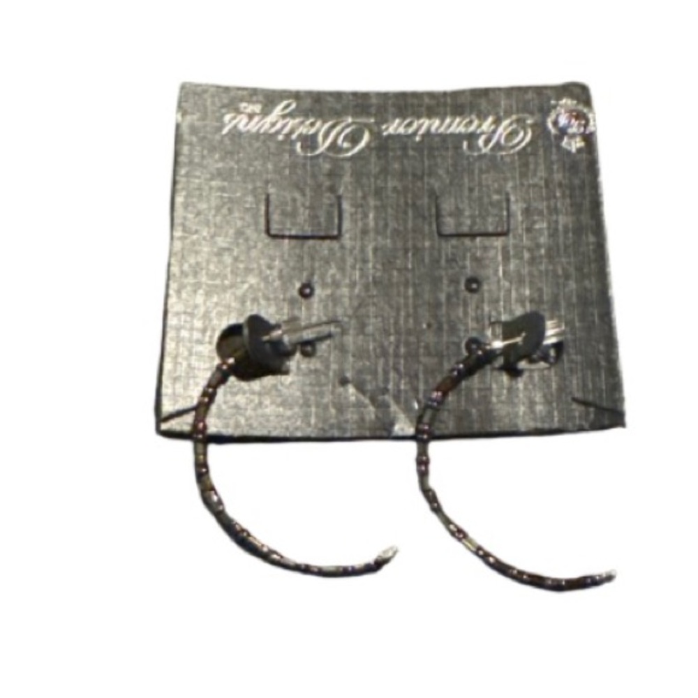 Beaded dainty Hoop Earrings - Black Bead Accent